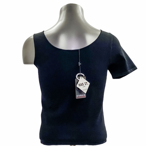 CYRUS Black Lycra One-Shoulder Blouse Medium NWT - Picture 2 of 11